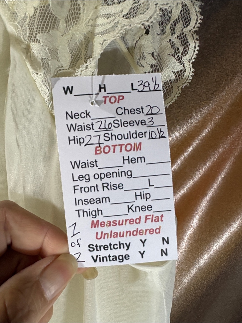 Vintage 60’s 2 piece pinafore Cream Lace-Trim Nightgown Soft Sheer. DD - Picture 9 of 11